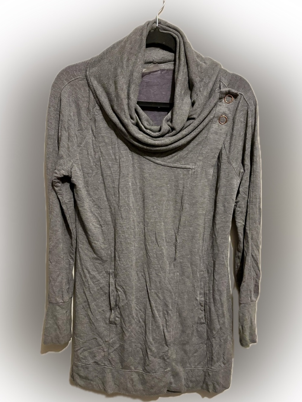 Women’s Cowl Neck Tunic Sweater in Heather Gray
